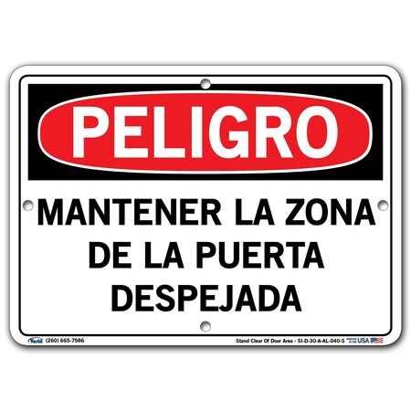 Vestil Aluminum Sign, 7-1/2" Height, 10-1/2" Width, Aluminum, Rectangle, Spanish SI-D-30-A-AL-040-S